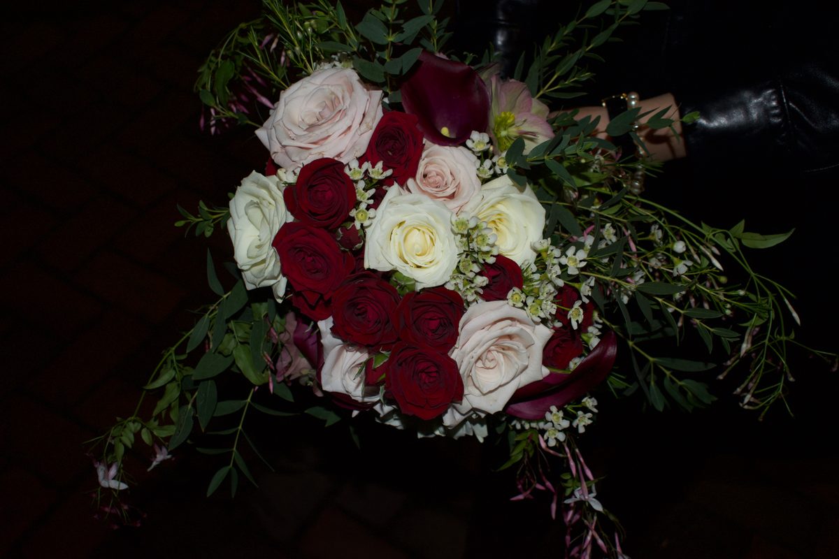 Moody romance bridal bouquet with deep tones